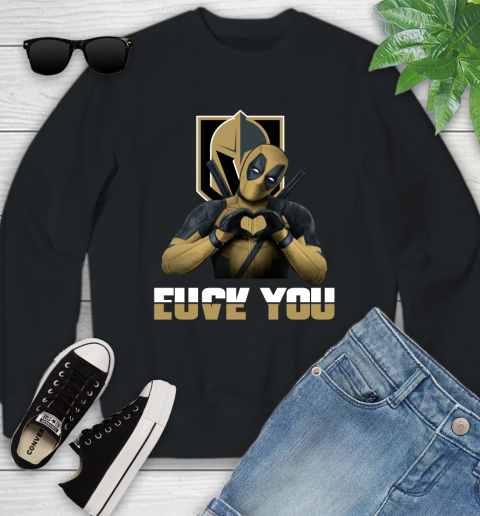 NHL Vegas Golden Knights Deadpool Love You Fuck You Hockey Sports Youth Sweatshirt