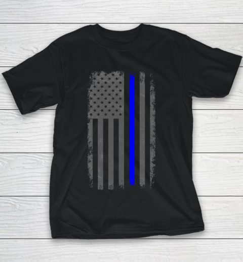 Vertical Thin Blue Line American Flag Youth T-Shirt