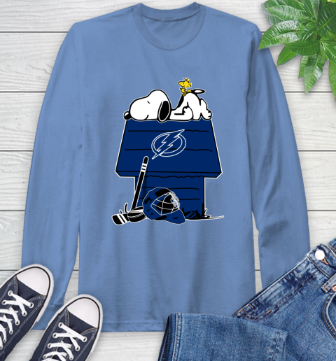 Tampa Bay Lightning NHL Hockey Snoopy Woodstock The Peanuts Movie Long Sleeve T-Shirt 11