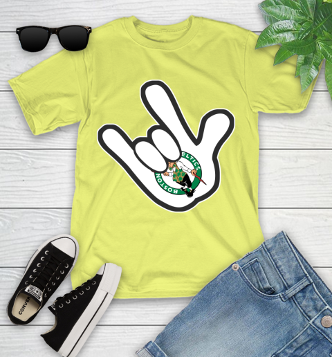 Boston Celtics NBA Basketball Mickey Rock Hand Disney Youth T-Shirt 8