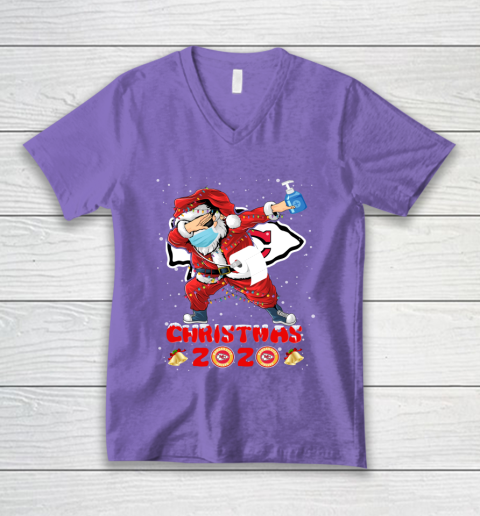 Kansas City Chiefs Funny Santa Claus Dabbing Christmas 2020 NFL V-Neck T-Shirt 8