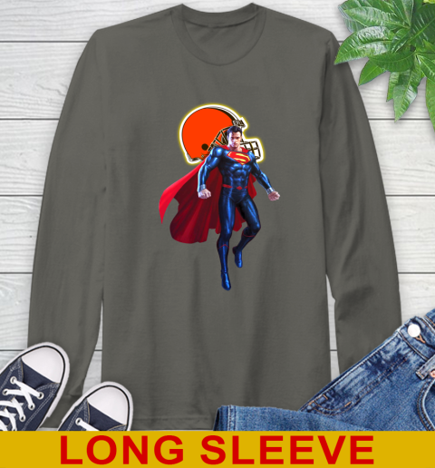 NFL Superman DC Sports Football Cleveland Browns Long Sleeve T-Shirt 8