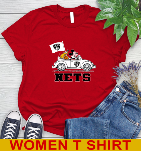 NBA Basketball Brooklyn Nets Pluto Mickey Driving Disney Shirt Women's T-Shirt 10
