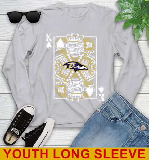 Baltimore Ravens NFL Football The King Of Spades Death Cards Shirt Youth Long Sleeve 5