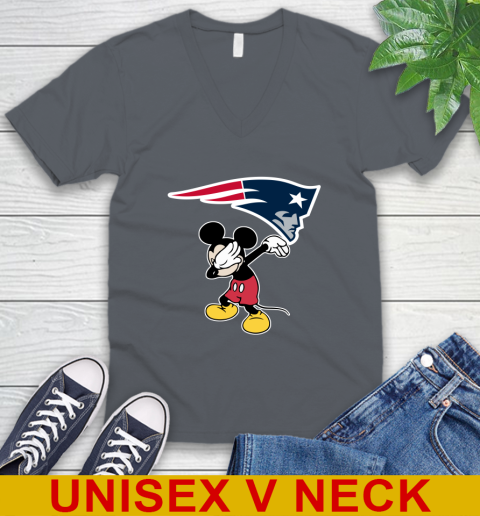 New England Patriots NFL Football Dabbing Mickey Disney Sports V-Neck T-Shirt 5