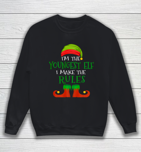 Youngest Elf Family Matching Funny Christmas Pajama Party Sweatshirt