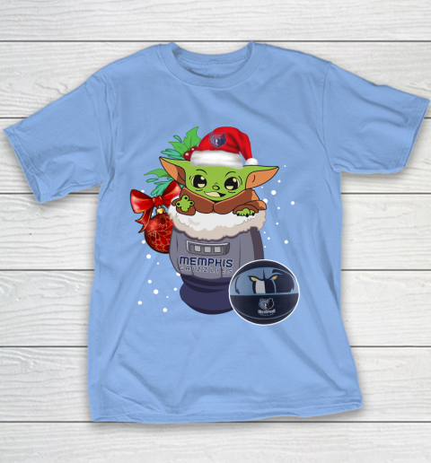Memphis Grizzlies Christmas Baby Yoda Star Wars Funny Happy NBA Youth T-Shirt 10