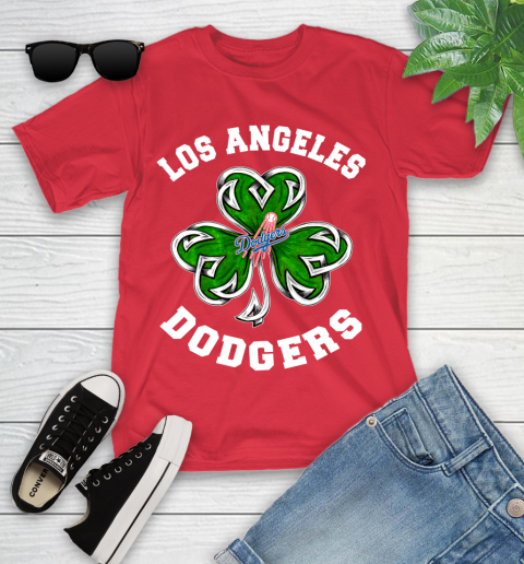 MLB Los Angeles Dodgers Three Leaf Clover St Patrick's Day Baseball Sports Youth T-Shirt 13