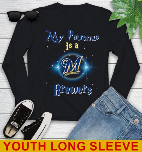 MLB Baseball Harry Potter My Patronus Is A Milwaukee Brewers Youth Long Sleeve