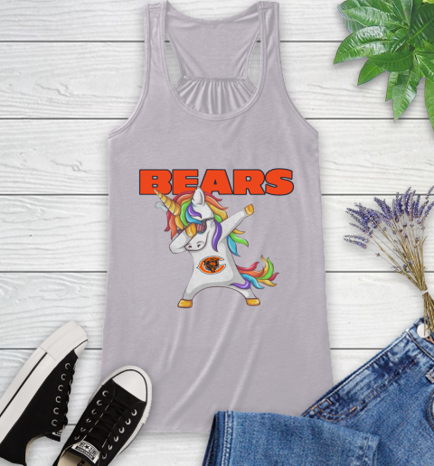 Chicago Bears NFL Football Funny Unicorn Dabbing Sports Racerback Tank 5