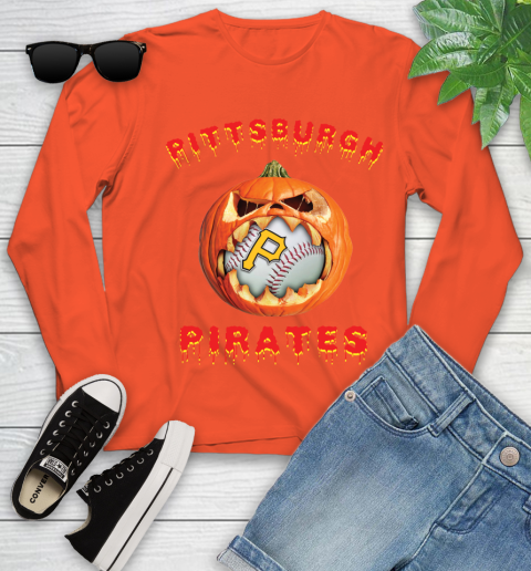 MLB Pittsburgh Pirates Halloween Pumpkin Baseball Sports Youth Long Sleeve 4