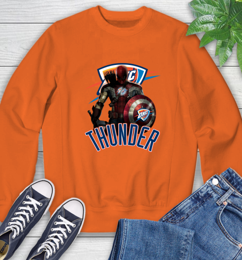 Oklahoma City Thunder NBA Basketball Captain America Thor Spider Man Hawkeye Avengers Sweatshirt 4