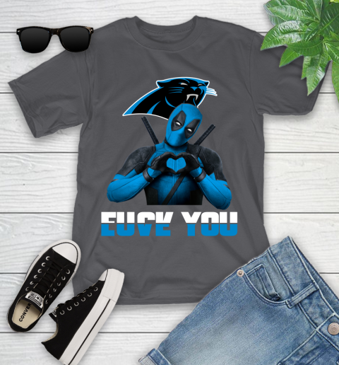 NHL Carolina Panthers Deadpool Love You Fuck You Football Sports Youth T-Shirt 6