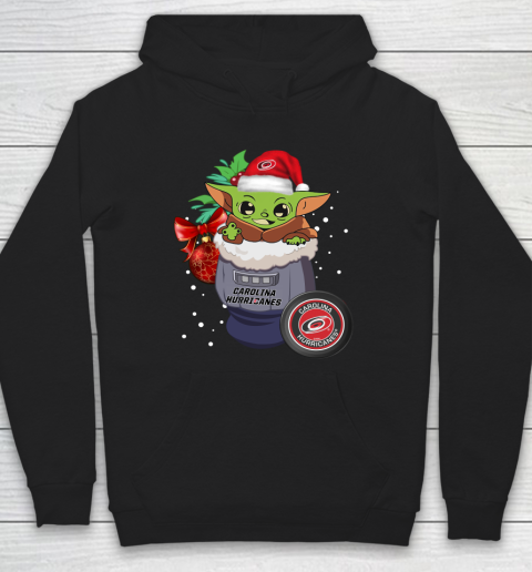 Carolina Hurricanes Christmas Baby Yoda Star Wars Funny Happy NHL Hoodie 2