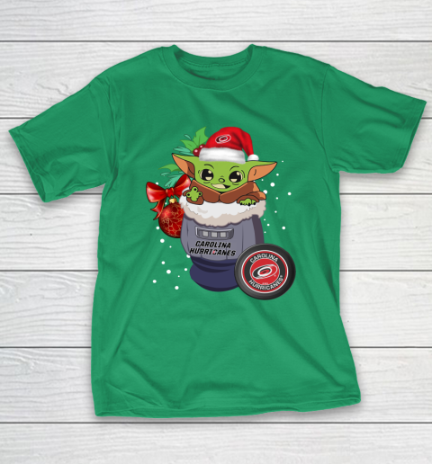 Carolina Hurricanes Christmas Baby Yoda Star Wars Funny Happy NHL T-Shirt