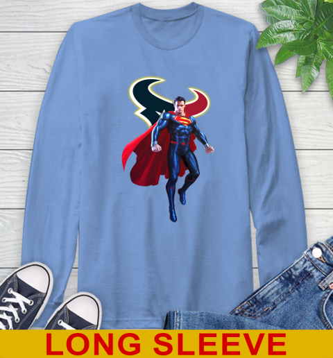 NFL Superman DC Sports Football Houston Texans Long Sleeve T-Shirt 11