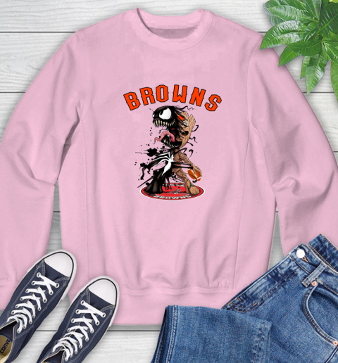 NFL Cleveland Browns Football Venom Groot Guardians Of The Galaxy Sweatshirt 9