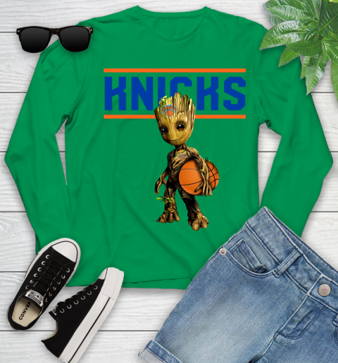 New York Knicks NBA Basketball Groot Marvel Guardians Of The Galaxy Youth Long Sleeve 6