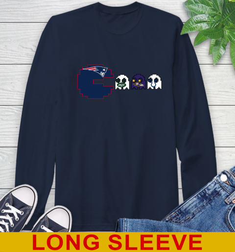New England Patriots NFL Football Pac Man Champion Long Sleeve T-Shirt 4