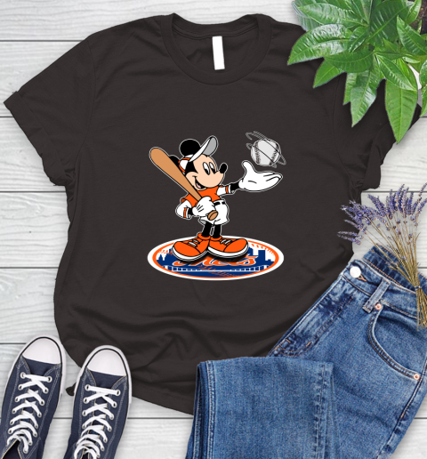 MLB Baseball New York Mets Cheerful Mickey Disney Shirt Women's T-Shirt 9