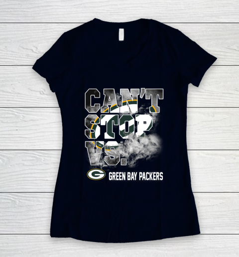 NFL Green Bay Packers Can't Stop Vs Women's V-Neck T-Shirt 2