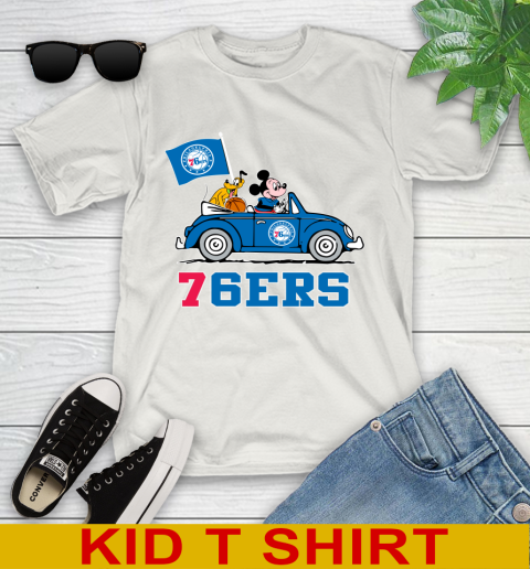 NBA Basketball Philadelphia 76ers Pluto Mickey Driving Disney Shirt Youth T-Shirt 12