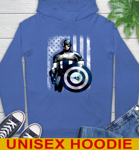 Los Angeles Rams NFL Football Captain America Marvel Avengers American Flag Shirt Hoodie 9