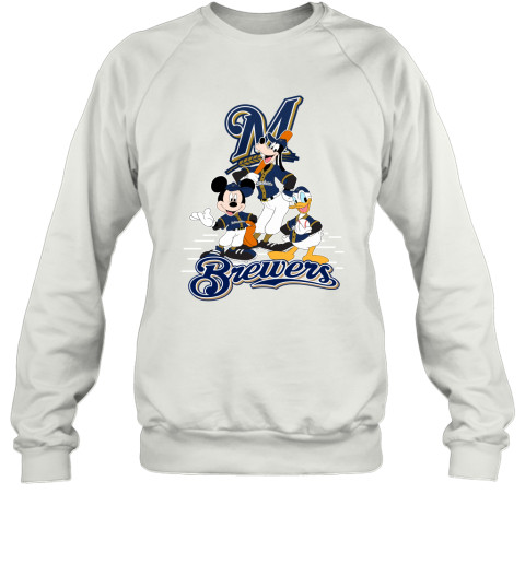 Milwaukee Brewers Mickey Donald And Goofy Baseball Sweatshirt