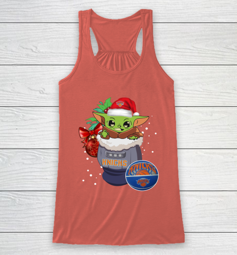 New York Knicks Christmas Baby Yoda Star Wars Funny Happy NBA Racerback Tank 4