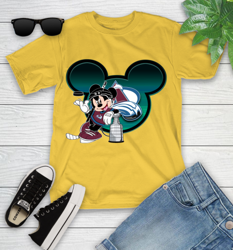 NHL Colorado Avalanche Stanley Cup Mickey Mouse Disney Hockey T Shirt Youth T-Shirt 8