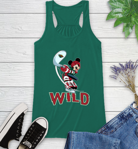 NHL Hockey Minnesota Wild Cheerful Mickey Mouse Shirt Racerback Tank 7
