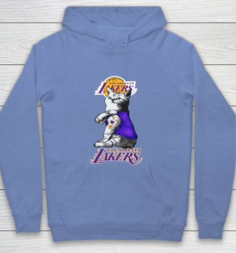 NBA Basketball My Cat Loves Los Angeles Lakers Youth Hoodie 8