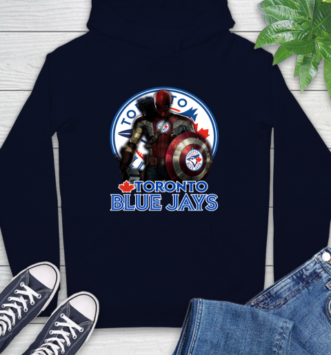 MLB Captain America Thor Spider Man Hawkeye Avengers Endgame Baseball Toronto Blue Jays Hoodie 4