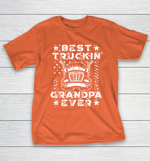 Grandpa Funny Gift Apparel  Best Truckin Grandpa Ever American Flag T-Shirt 4