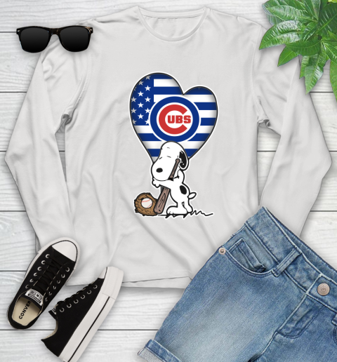 Chicago Cubs MLB Baseball The Peanuts Movie Adorable Snoopy Youth Long Sleeve