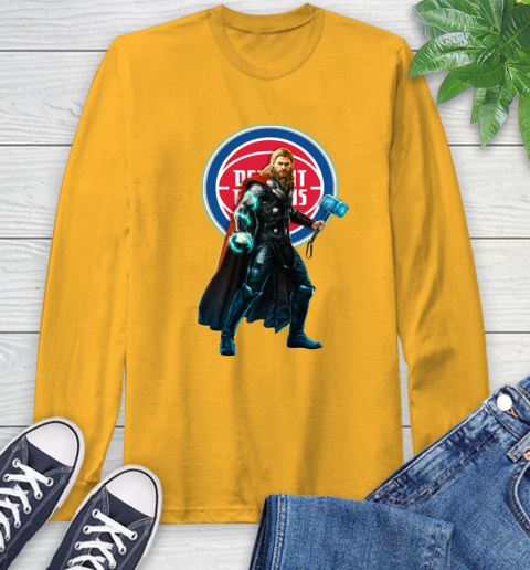 NBA Thor Avengers Endgame Basketball Detroit Pistons Long Sleeve T-Shirt 3