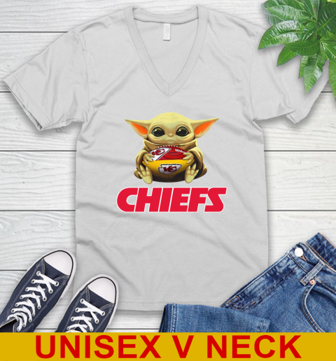 NFL Football Kansas City Chiefs Baby Yoda Star Wars Shirt V-Neck T-Shirt