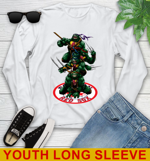 MLB Baseball Boston Red Sox Teenage Mutant Ninja Turtles Shirt Youth Long Sleeve