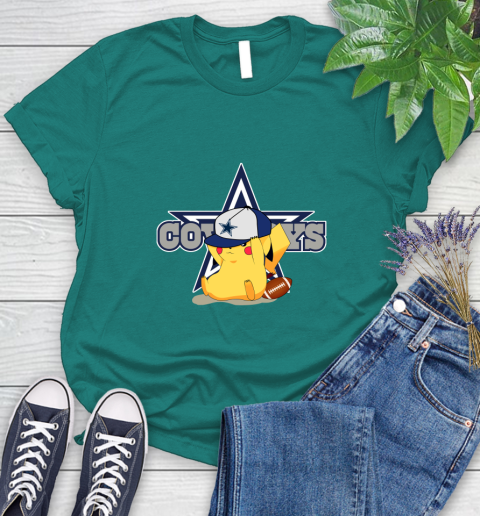 NFL Pikachu Football Sports Dallas Cowboys Women's T-Shirt 12