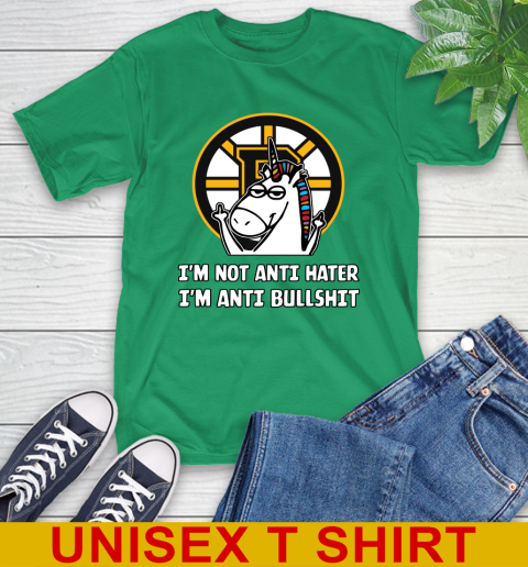 Boston Bruins NHL Hockey Unicorn I'm Not Anti Hater I'm Anti Bullshit T-Shirt 7