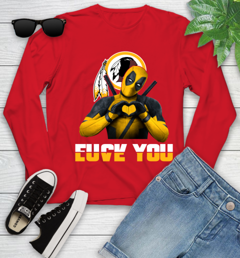NHL Washington Redskins Deadpool Love You Fuck You Football Sports Youth Long Sleeve 11