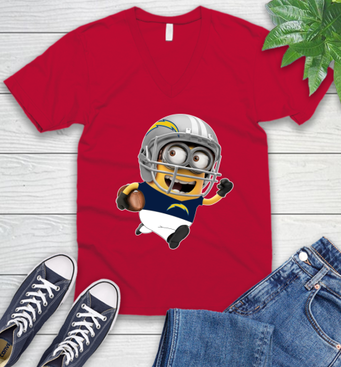 NFL San Diego Chargers Minions Disney Football Sports V-Neck T-Shirt 8