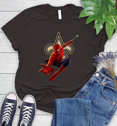 NFL Spider Man Avengers Endgame Football New Orleans Saints Women's T-Shirt 8