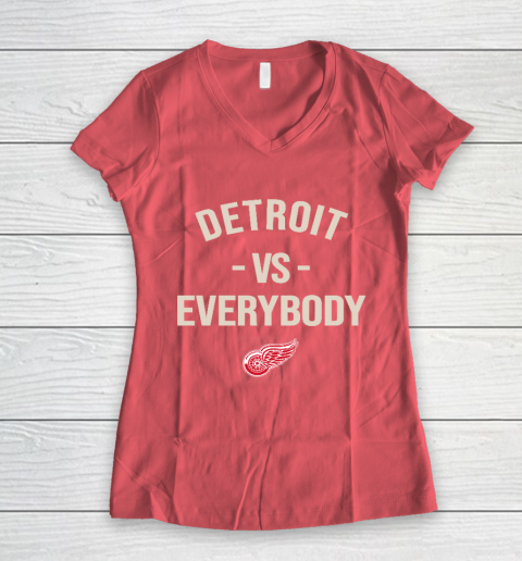 Detroit Red Wings Vs Everybody Women's V-Neck T-Shirt 4