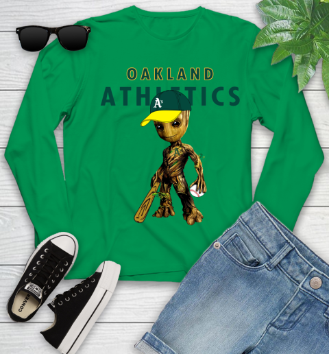 MLB Oakland Athletics Groot Guardians Of The Galaxy Baseball Youth Long Sleeve 6