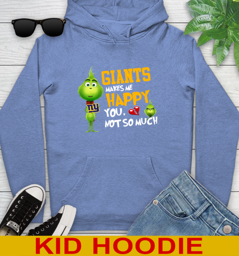 NFL New York Giants Makes Me Happy You Not So Much Grinch Football Sports Youth Hoodie 12