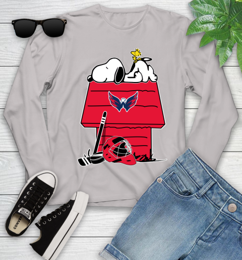 Washington Capitals NHL Hockey Snoopy Woodstock The Peanuts Movie Youth Long Sleeve 12