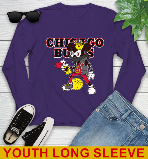 Chicago Bulls NBA Basketball Mickey Peace Sign Sports Youth Long Sleeve 5