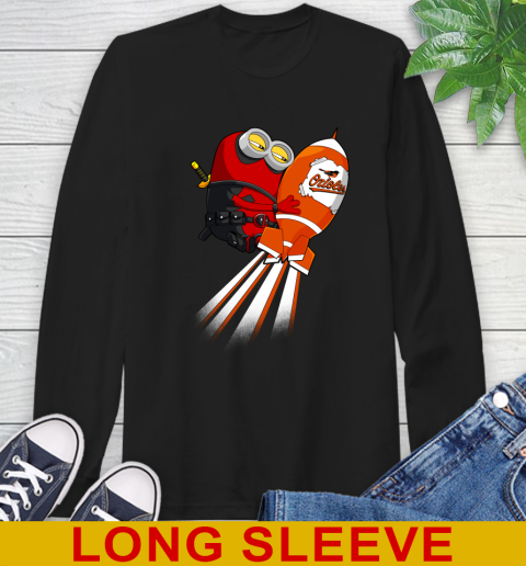 MLB Baseball Baltimore Orioles Deadpool Minion Marvel Shirt Long Sleeve T-Shirt