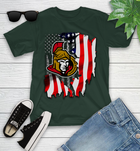 Ottawa Senators NHL Hockey American Flag Youth T-Shirt 5